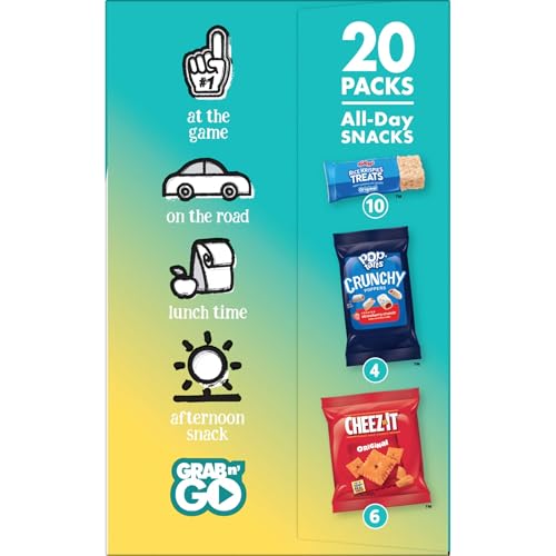 Kellogg's Cheez-It, Pop-Tarts & Rice Krispies Treats All-Day Snacks Variety Pack, 17.6oz Box (20 Count)