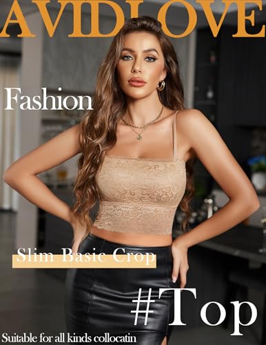 Avidlove Bralettes for Women Lace Spaghetti Strap Tank Top Tube Slim Basic Camisole3