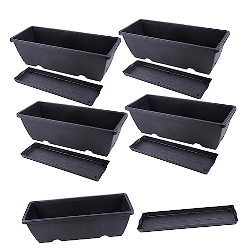 VICASKY 5 Ensembles Lot de Pots de Culture Épais avec Plateau Conteneurs Rectangulaires pour Plantes Dintérieur et Extérieur Drainage pour Légumes et Fleurs et Durables
