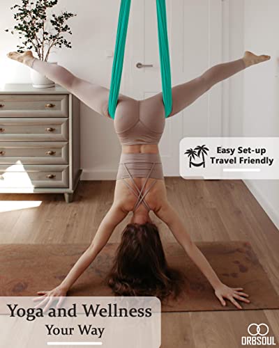 Orbsoul Deluxe Yoga Hammock (Grand Size 5.5 Yards) Includes Premium Aerial Nylon Silks, Certified Rigging Hardware & Easy Set-Up Guide #TOP5