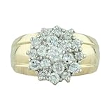 SilverDia 2 Ct Round Cut Diamond Cluster Women Engagement Ring Cocktail Design Solitaire Wedding Ring 14K Yellow Gold Finish Gorgeous Ring 925 Sterling Silver Handmade Customized Anniversary Ring
