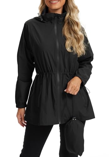 Zando Lightweight Rain Jacket Women Waterproof - Packable Windbreaker Jacket Raincoats for Women with Hood for Travel Outdoor