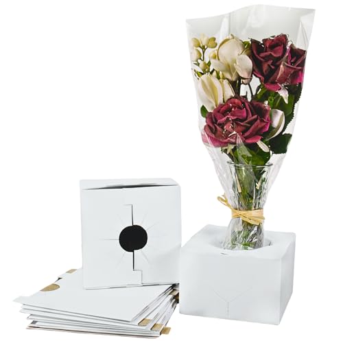 Holiday Designs - Quick Fold Florist Delivery Box, Cardboard Vase Boxes for Secure Floral Arrangements During Transport, 6 x 6 x 4 (Medium - 10 Pack)