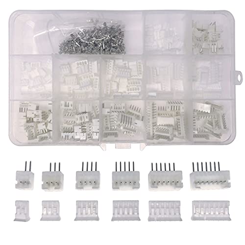 Teansic 540-Piece JST-PH 2.0 mm Connector Kit - 2.0 mm Pitch Female Pin Header with 2/3/4/5/6/7 Pin Housing JST Connector Adapter Plug Terminals
