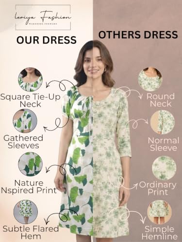 Image of Leriya Fashion Dress for Women | Western One Piece Dress for Women Short & Long | Short Sleeve Casual Summer Dresses for Beach & Stylish Party Outifits Knee-Length