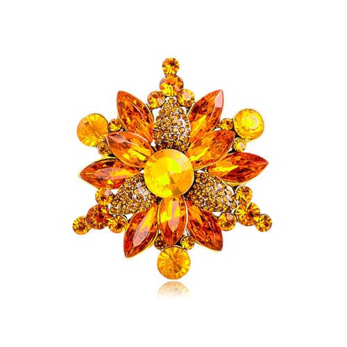 Image of Rhinestone Flower Brooch - Red /Yellow /Blue /Green Crystal - Big Large Wedding Ball Birthday Party Elegant Clothing Hat Bag Accessories Jewelry for Women