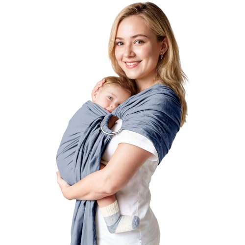 MISSWISDOM Baby Ring Sling Baby Carrier Newborn to Toddler Carrier (7-35 lbs), Baby Sling Carrier, Toddler Sling Carriers, Infant Wraps Carriers, Blue