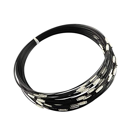 arricraft 100 Strands 14.5cm Steel Wire Necklace Cord, Memory Jewelry Wire with Brass Screw Clasp, Beading Wire Chains for DIY Jewelry Making-Black