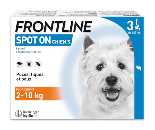 Frontline Spot-on Chien - Anti Puces, Tiques & Poux Broyeurs - Protège Pendant 8 Semaines Contre Les Puces/4 Semaines Contre Les Tiques - pour Petit Chien 2...