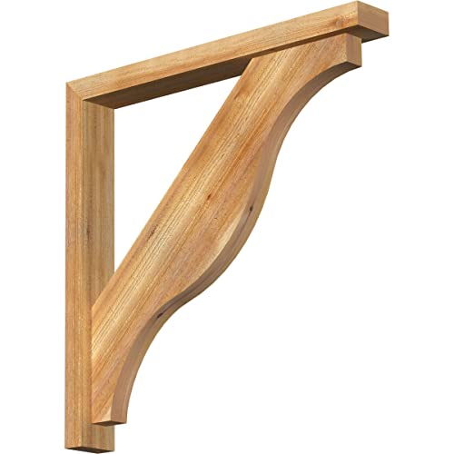 4"W x 32"D x 32"H Funston Block Rough Sawn Bracket w/Offset Brace, Western Red Cedar
