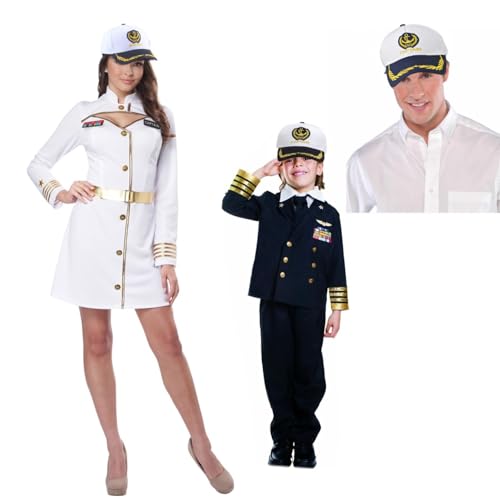 JZK Party dress up captain baseball cap for men women skipper sailor captain hat, navy captain fancy dress costume accessory - Image 2