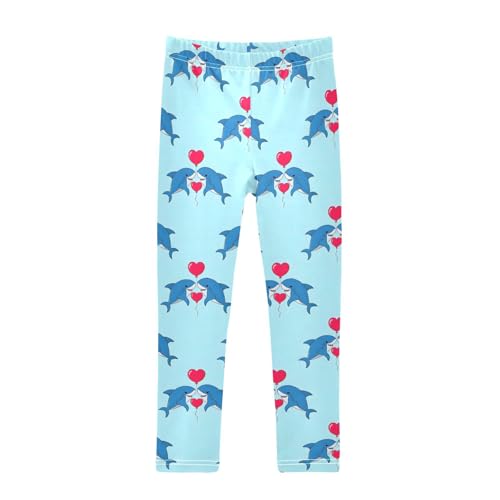 Cute Shark Love Girls Leggings Soft Stretch Workout Yoga Dance Pants for Kids Casual Tights