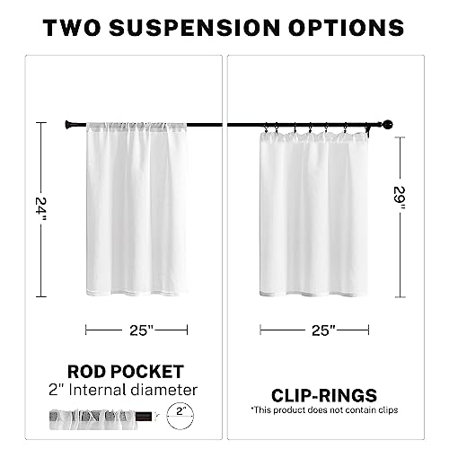 Mrtrees White Sheer Tier Curtains 24 Inch Length Curtain Sheers Transparent Half Window Curtains Kitchen Tiers Bathroom Small Curtains Cafe Curtains Light Filtering Voile Panels Rod Pocket 2 Panels #TOP2