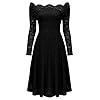 MISSMAY-Womens-Vintage-Floral-Lace-Long-Sleeve-Boat-Neck-Cocktail-Party-Swing-Dress MISSMAY Women's Vintage Floral Lace Long Sleeve Boat Neck Cocktail Party Swing Dress (Large, Black)