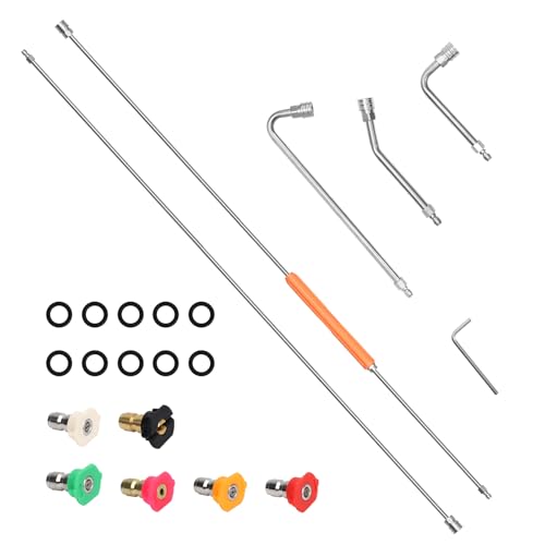 Diegimr Strumenti Pulizia delle Grondaie, Acciaio Inossidabile Pulitore Grondaie con Idropulitrice con 6 Ugelli per Idropulitrice Aste Curve da 30° 90° e 120° per Finestre da Tetto Pareti