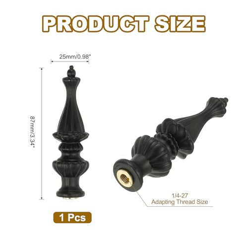 Image of PATIKIL 1pcs 1 /4-27 Lamp Finial Cap Knob, Brushed Lamp Shade Top Harp Top, Black