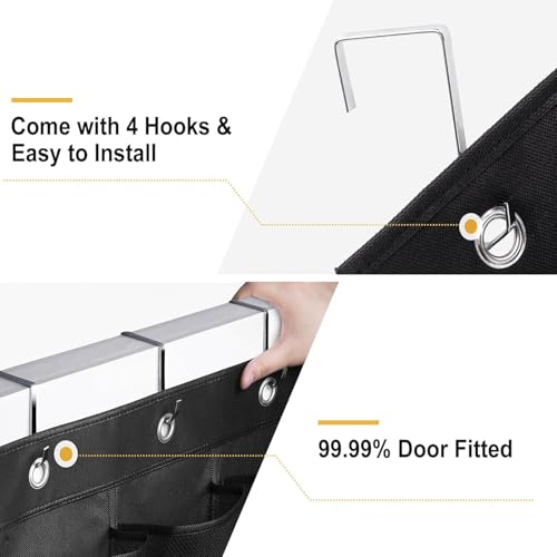 Mosghuiy Over The Door Shoe Organizer, 35 Mesh Pockets Shoe Rack for Closet, Entryway, Bathroom, Heavy-Duty Hanging Storage for Sneakers, Heels, Flip Flops & More (Black) - Image 3