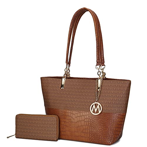 Image of MKF Shoulder Bag for Women & Wallet Purse Set: PU Leather Tote Handbag Top-Handle Stylish Satchel Pocketbook