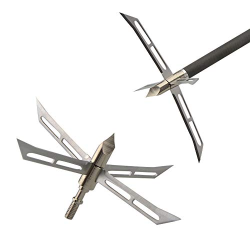 SHARROW 6pcs/12pcs Jagdspitzen Pfeilspitzen 4 Klinge Broadheads 186 Grains Edelstahl für Bogen Armbrust Carbonpfeile Pfeil und Bogen (12) Cover