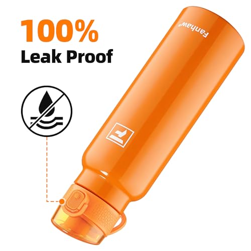 Image of Fanhaw 24 oz Insulated Water Bottle with Soft Silicone Spout Lid, Leakproof Stainless Steel Vacuum Bottle for School, Sports& Daily Use, Kids, Teens& Adults, Back to School Essentials (Herorange)