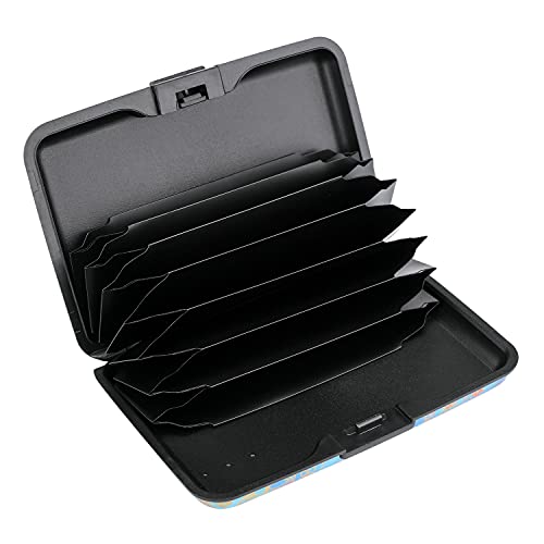 Image of Elfish Mini RFID Aluminum Wallet Credit Cards Holder Business Card Case Metal ID Case for Men Women (Color flower)
