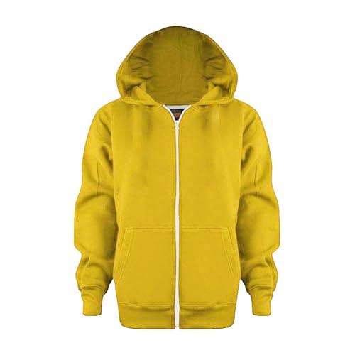 Sudadera con Capucha y Cremallera para Niños Abrigo de Manga Larga Chaqueta Deportiva Infantil (Yellow, 5-6 Years)