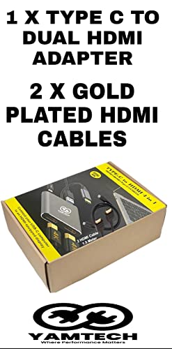 Type C to Dual HDMI adapter splitter for extended display 4 in 1 Adpater for Dual monitors USB Type C multiport Docking Station Adapter 4k 60hz multi display Hub 4 in 1 for Mac-Chrome Book etc - Image 2