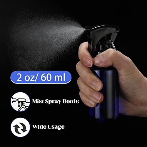 Roshtia 20 Pcs Small Spray Bottle with Keychain 2 oz Plastic Mini Spray Bottles Refillable 60ml Travel Size Spray Bottle with 1 Sheet Sticker Empty Hand Sanitizer Containers for Face Wash, 5 Colors2