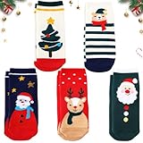 YUNHENTONG Weihnachtssocken Kinder 5 Paare Weihnachten Socke Kinder 29-32 Christmas Socken für 6-8 Jahre Warme Weihnachtssocke Cartoon Weihnachtsmuster für Weihnachten