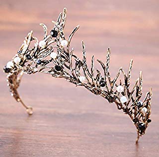 Leiothrix Wedding Bride Crowns and Tiaras Baroque Bridal Flame Hair Accessories Pegeant Crown for Porm (Gold)