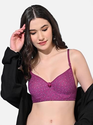 Image of FIMS - Fashion is my style Women Cotton Blend Padded Non-Wired Everyday Bra Pack of 1 Cup- B Multicolor