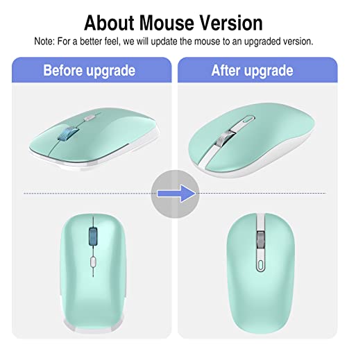 Wireless Keyboard Mouse Combo, Cimetech Compact Full Size Wireless Keyboard And Mouse Set Less Noise Keys 2.4G Ultra-Thin Sleek Design For Windows, Computer, Pc, Notebook, Laptop - (Aqua Green) #TOP2