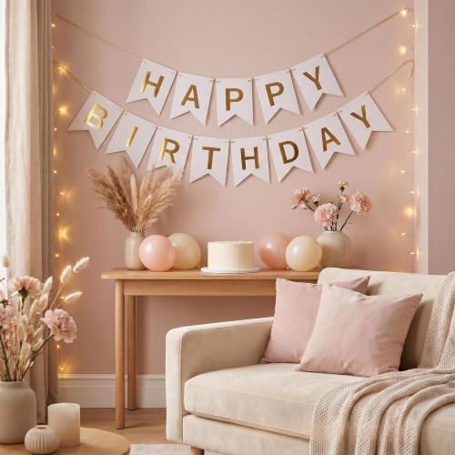 Image of Happy Birthday Banner Birthday Party Supplies (White 2)