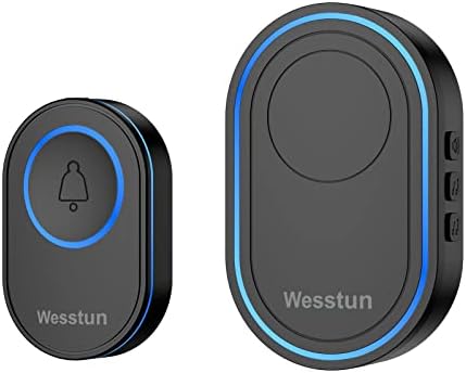 Wireless Doorbell, 300m Range with 39 Melodies, Easy Install, Black