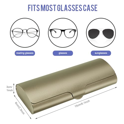 Image of Hifot Aluminium Glasses Case, Slim Reading Glasses Case, Portable Travel Metal Eyeglass Spectacles Protection Hard Shell