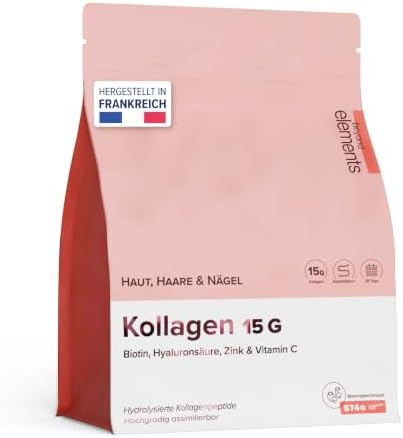 Kollagen 15.000mg Hochdosiert – Hyaluronsäure – Straffe Haut, Laborgetestet | Feuchtigkeitsspendend – Vitamin C, Zink & Biotin – Strahlende Haut – Waldfrüchte-Geschmack – Zuckerfre
