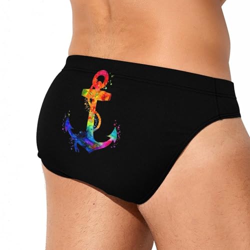 Colorful Anchors Mens Swim Briefs Quick Dry Swimming Trunks Training Swimsuit Low Rise Swimwear3