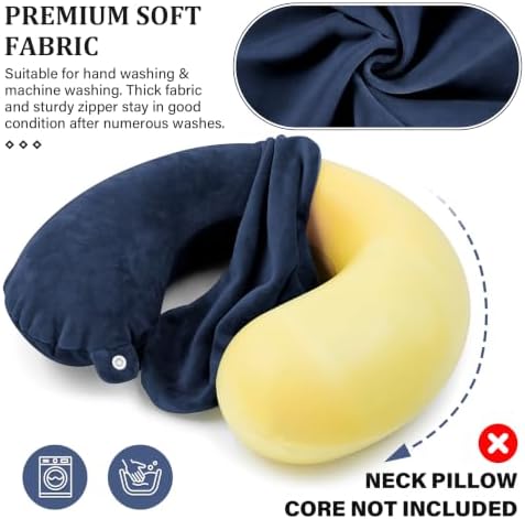 Philbinden 2 Packs Travel Neck Pillow Cover, Reusable U Shaped Washable Cover (Dark Blue Pink) - 3