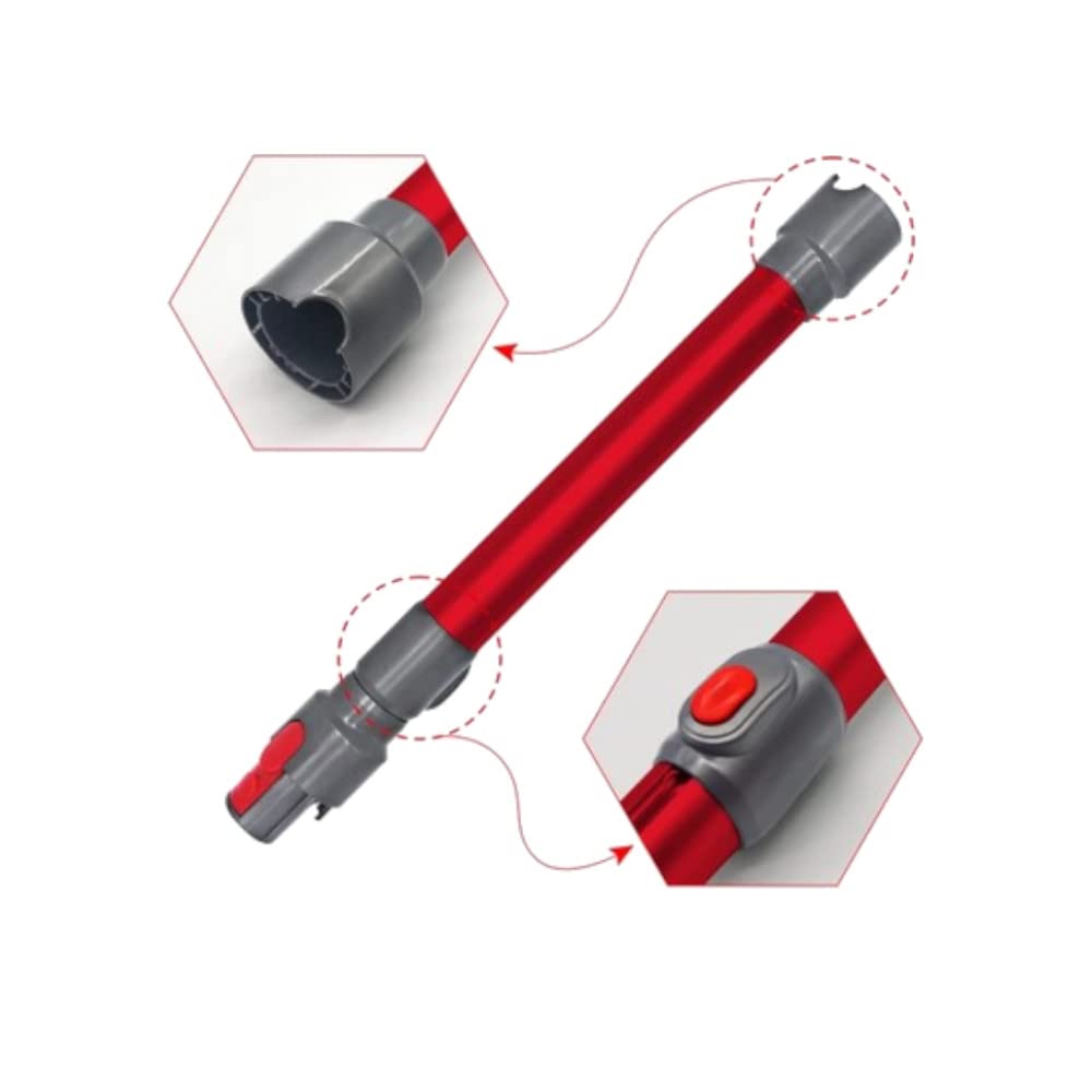 Trade-Shop Rura teleskopowa/rura ssąca zamiennik do odkurzacza Dyson V7 V8 V10 V11 V15 odkurzacz akumulatorowy odkurzacz ręczny zastępuje 967477-03 / czerwony, długość 45-70 cm