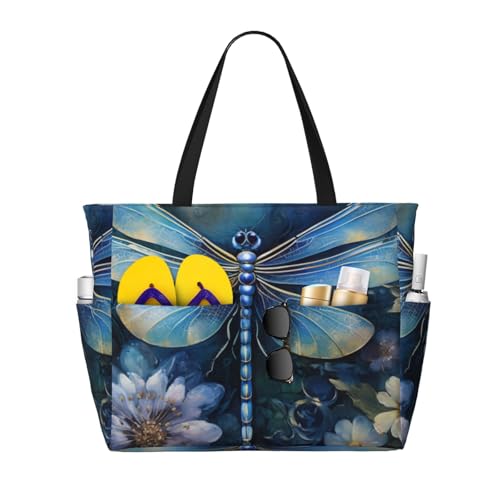 Art Blue Dragonfly �v�����g �L�X�Ƃ���17.7x15x6.7�C���` �� ���[�W �r�[�` �g�[�g�o�b�O - ���\�g���x���o�b�O