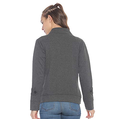 Image of PINACOLADA Women Charcoal Grey Regular Fit Casual Jacket