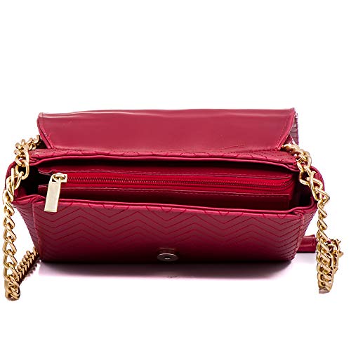 Bolsa Lateral Feminina Transversal Corrente Vermelho Selten