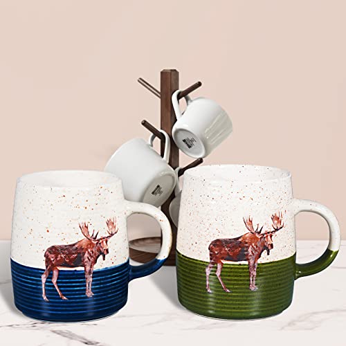 Tocooto Deer Coffee Mug 18Oz Ceramic Mama Papa Deer Mug Novelty Coffee Mug Stoneware Tea Mug Birthday Gifts For Women Men Mom Dad Kid Teacher Best Friend Give For Christmas Holiday Housewarming Green #TOP4