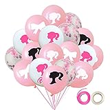 Pink White Girl Princess Balloons and Confetti Balloons for Wedding Girl Birthday Kids Baby Shower B