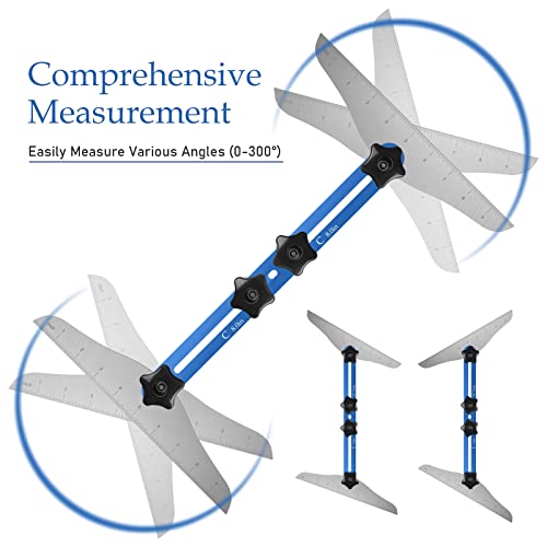 Stair Tread Template Ruler Tool, Aluminum Alloy Stair Jig, Stair Measuring And Scribe Tool With Scale For Various Stairs, Risers, Shelves (Gauge Range: 11.4In To 60.7In) (Standard, Blue) #TOP3