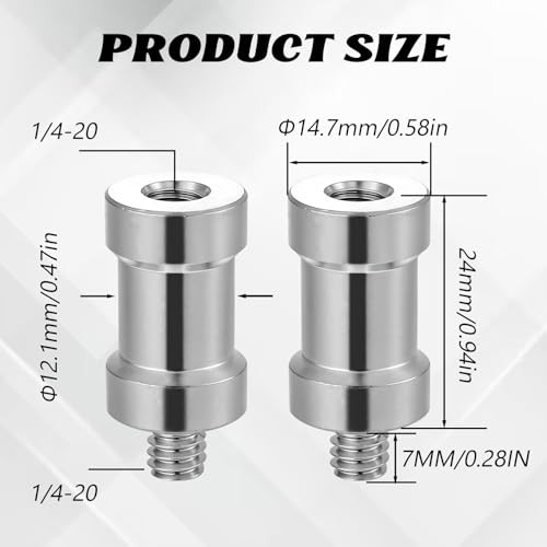 2Pcs Hotshoe/Coldshoe Adapter 1/4Inch Female to 1/4Inch Male Convertor Threaded Screw Adapter Spigot Hotshoe/Coldshoe Adapter Ball Head Flash Trigger Receiver for Studio Light Stand - Thumbnail 2