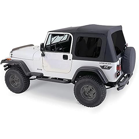 RAMPAGE PRODUCTS Rampage Complete Soft Top | Vinyl, Black Diamond Color with Tinted Windows, includes Frame & Hardware | 68035 | Fits 1976 - 1995 Jeep Wrangler & CJ7, with Full Steel Doors Cover