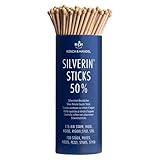 SILVERIN Silbernitrat Kaliumnitrat Ätzstäbchen | Höllenstein Ätzstift | Lapis Stäbchen | 100 Stk. | 50% | bei Warzen, Wildfleisch zB Piercings, Aphten, Blutstillung, Stomatitis | 115 mm | starr