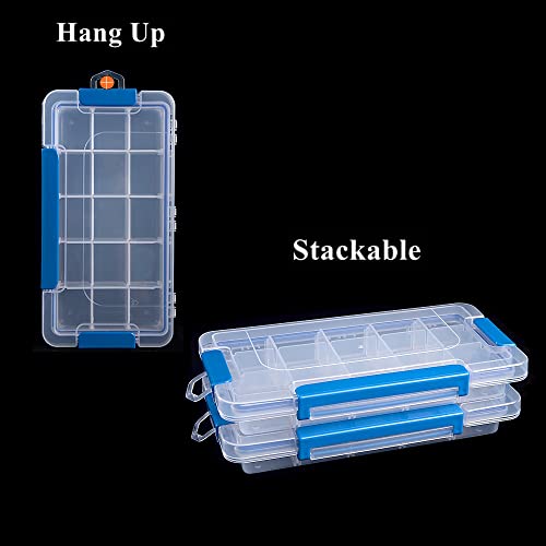 Image of Adjustable Plastic Divider Storage Box Container for Bead, Button, Small Parts,15 Grids, Pack of 3, Clear