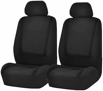 Cloth Car Seat Covers Premium Stylish Colorful Front Set Protectors Cushion, Breathable & Durable Universal Fits Most Automotive, Van, SUV, Truck Black